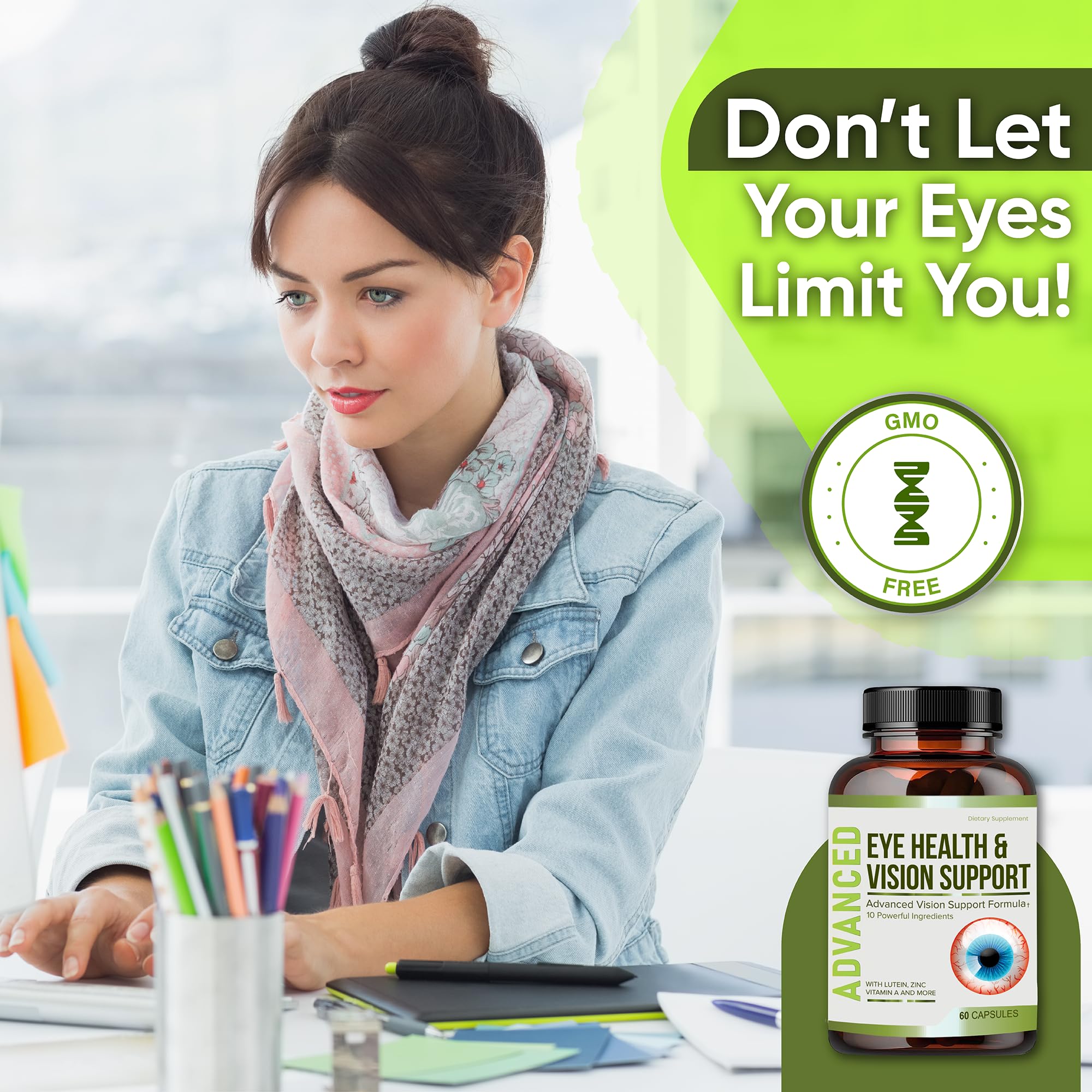 NutraPro Lutein Eye Health Supplement bottle with capsules