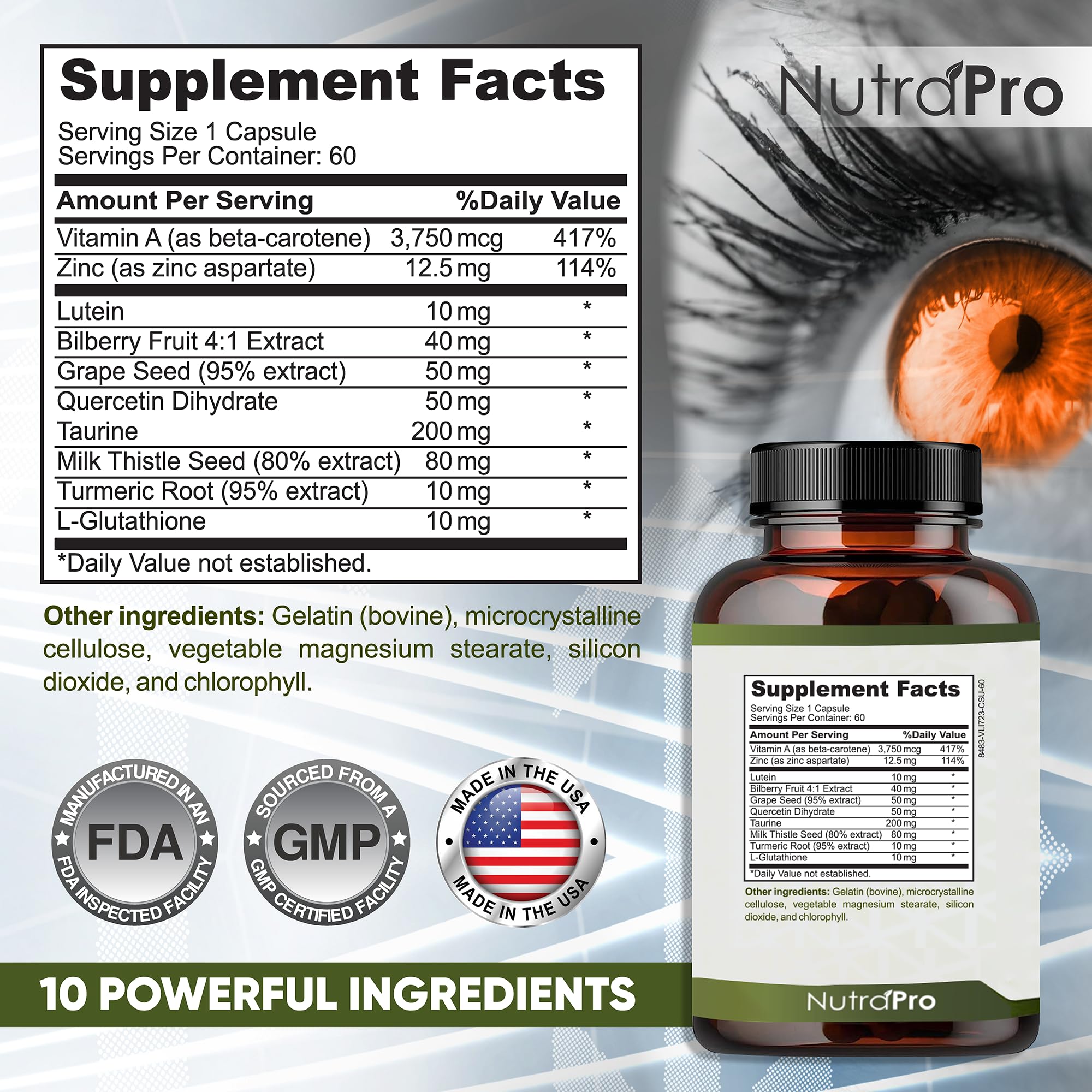 NutraPro Lutein Eye Health Supplement ingredients list