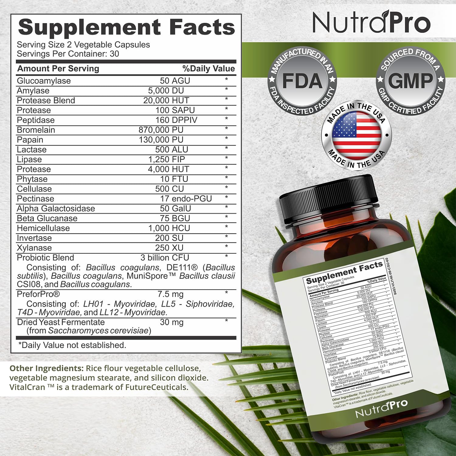 NutraPro Multi-Enzymes 50g close-up of capsules