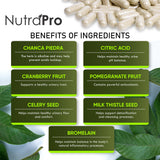 NutraPro Urinary Tract Support Capsules on a wooden table