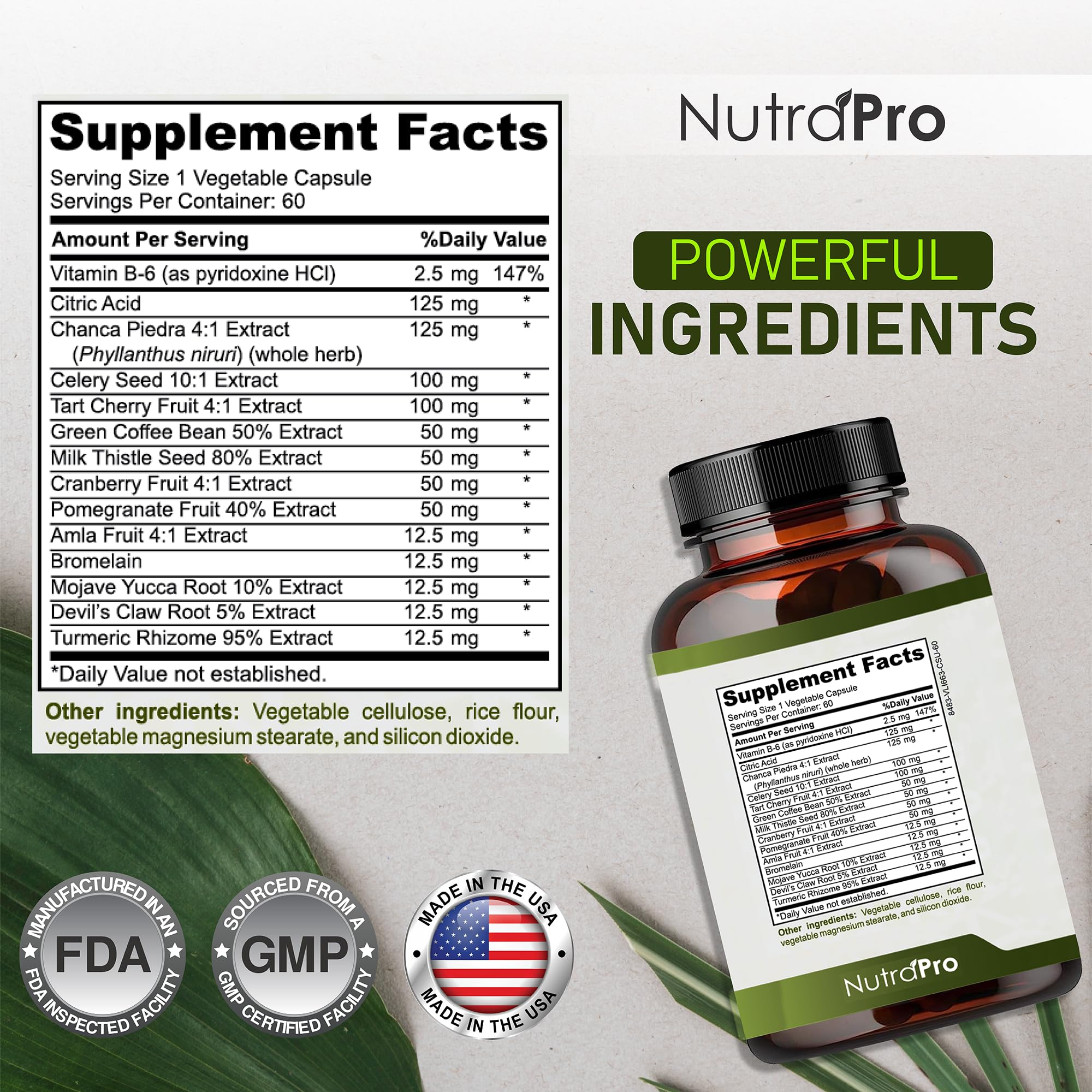 NutraPro Urinary Tract Support Capsules with ingredients displayed