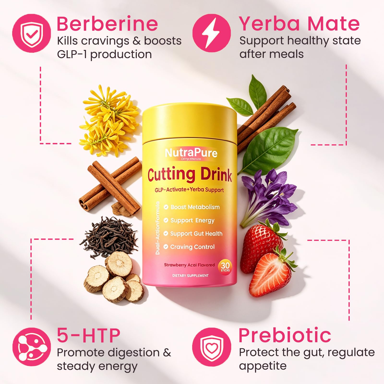 Nutrapure Comprehensive Prebiotic Drink Mix individual sachet opened
