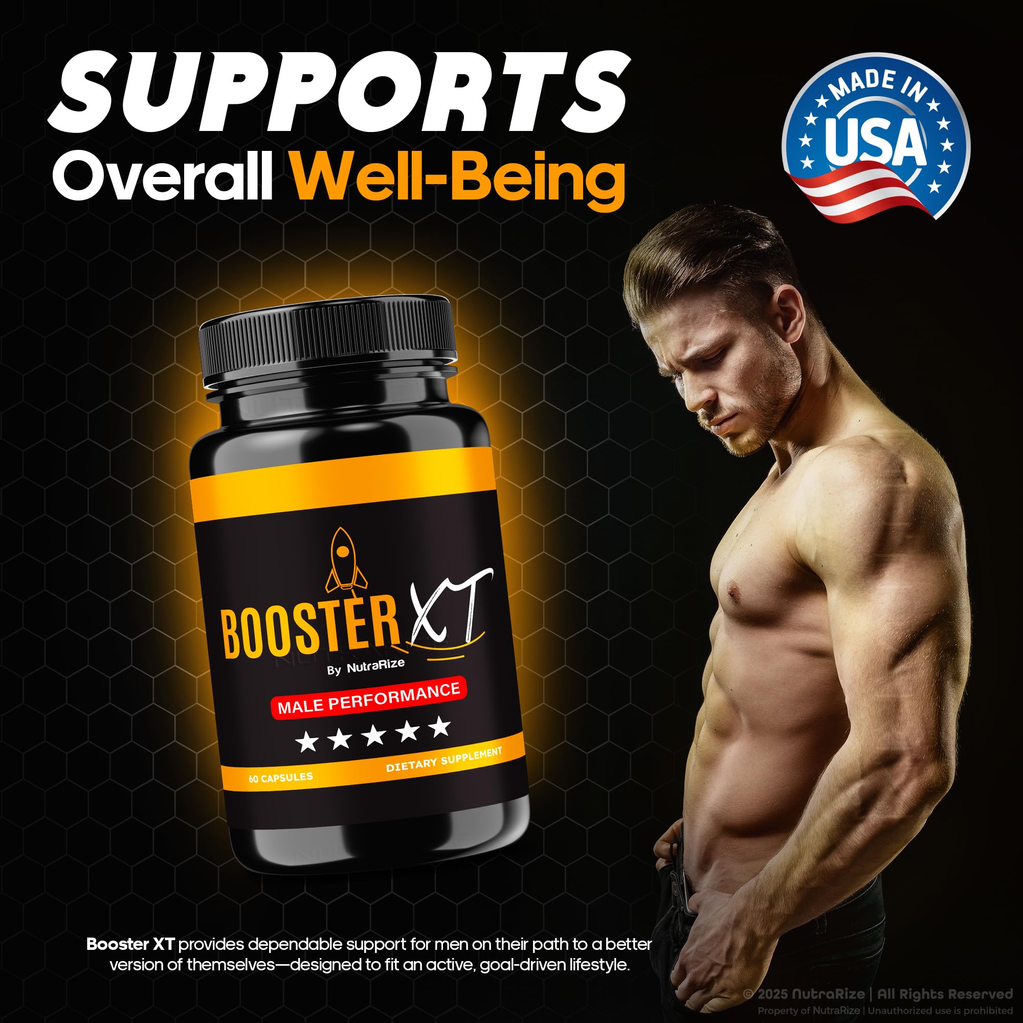 NutraRize support XT Supplement for Men on a kitchen counter