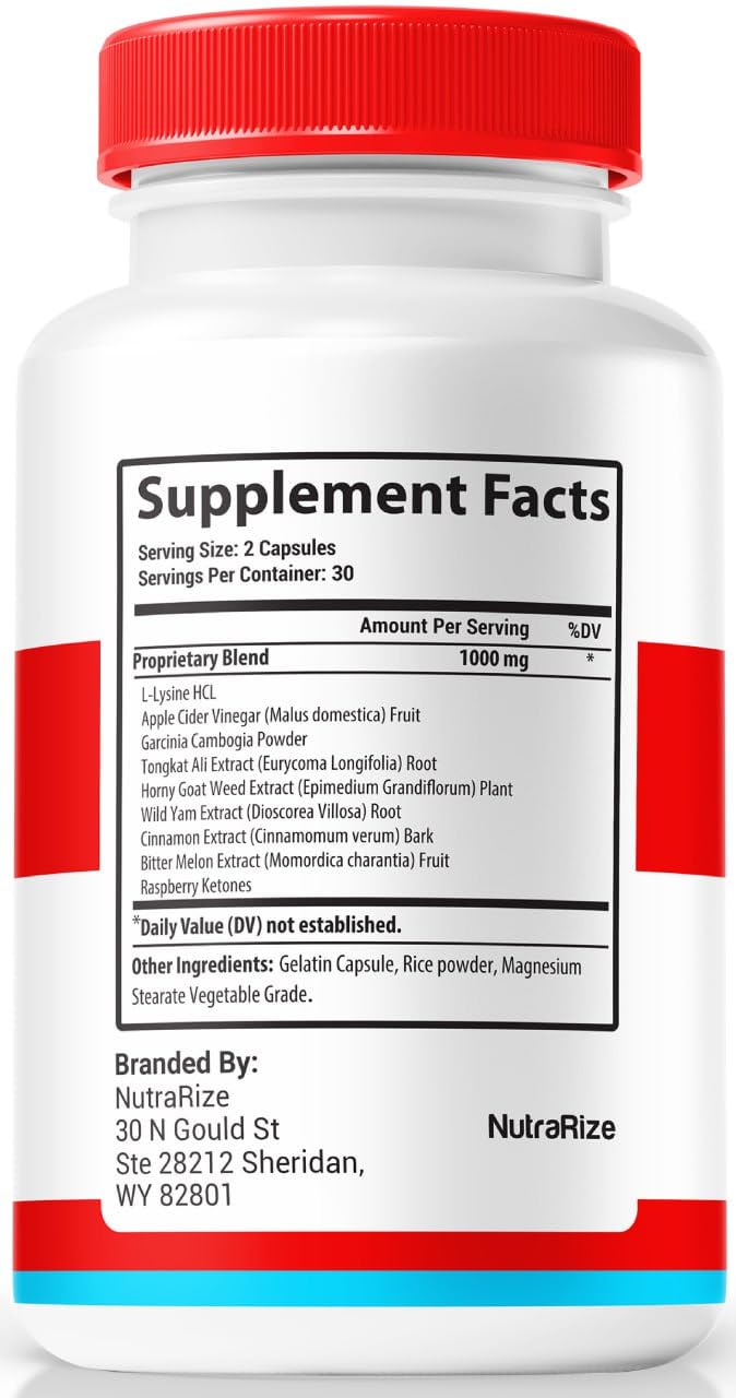 NutraRize Trusted Relief Capsules side view showing dosage details
