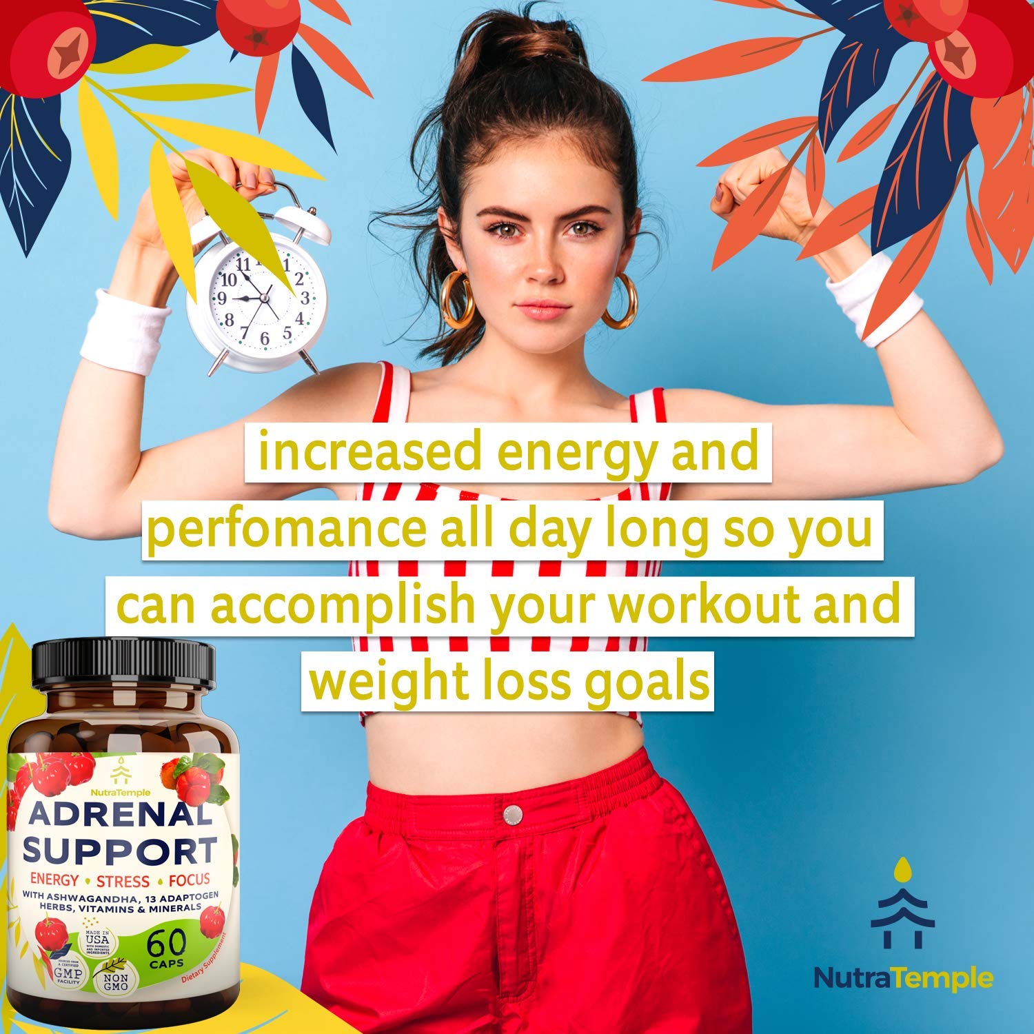 NUTRATEMPLE Adrenal Support Supplement with Ashwagandha