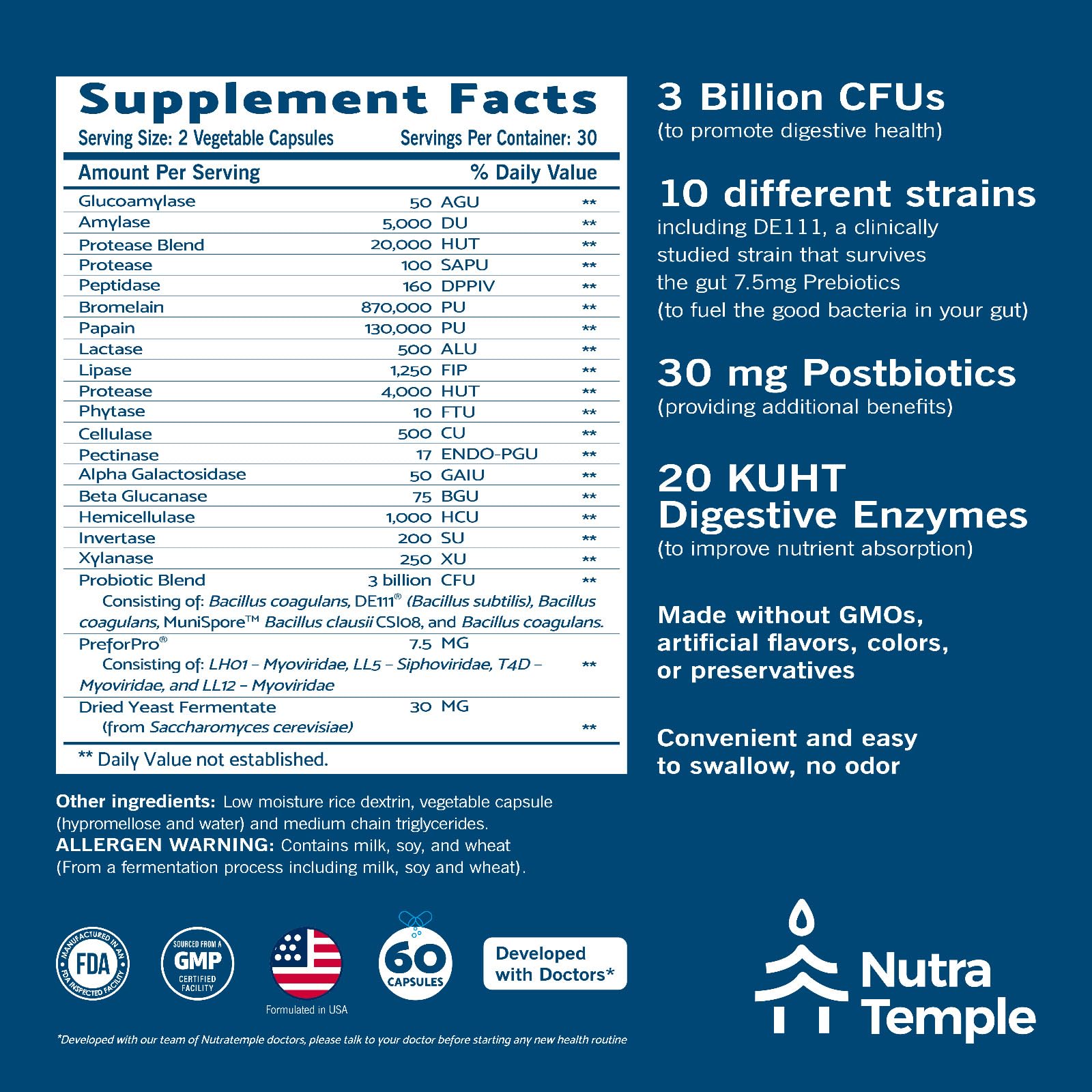 NUTRATEMPLE Complete Pre and Probiotics for Women 50g side view