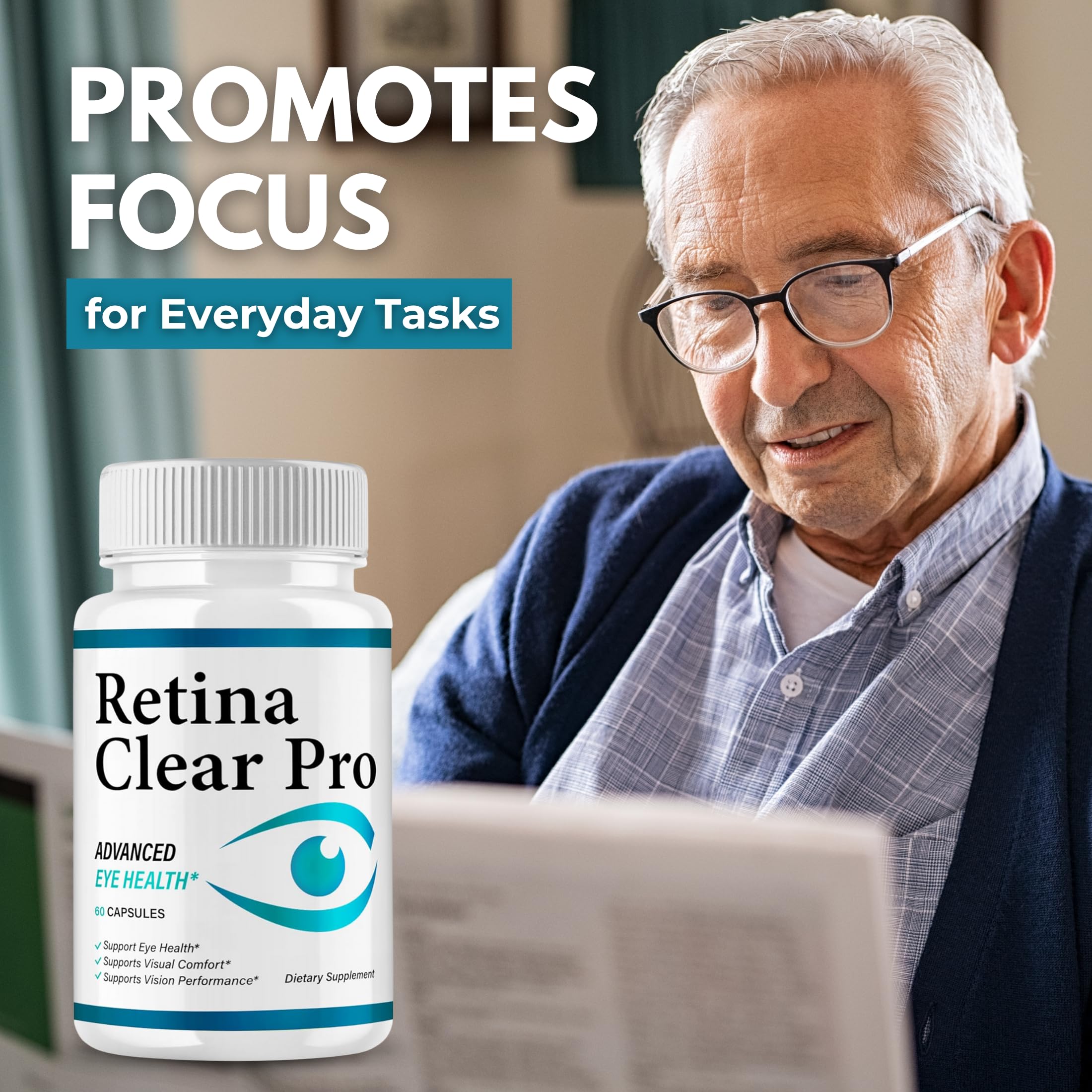 NutraTrust Labs Retina Clear Pro Capsules side view showing bottle details