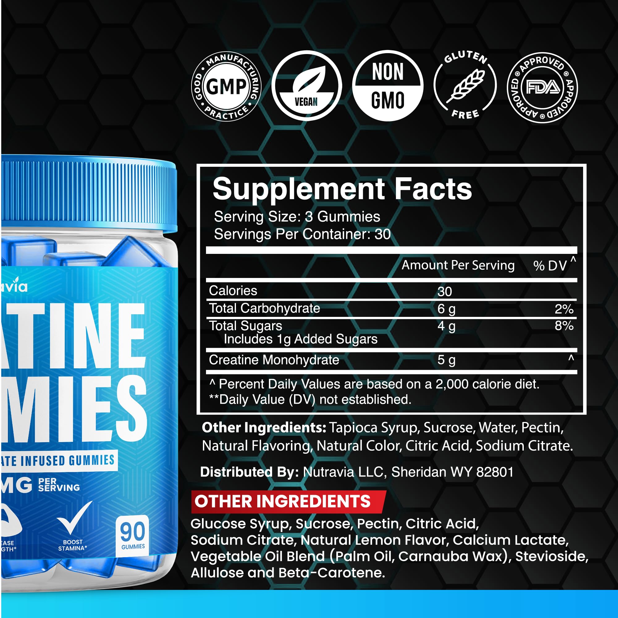 Nutravia Creatine Gummies with fitness accessories