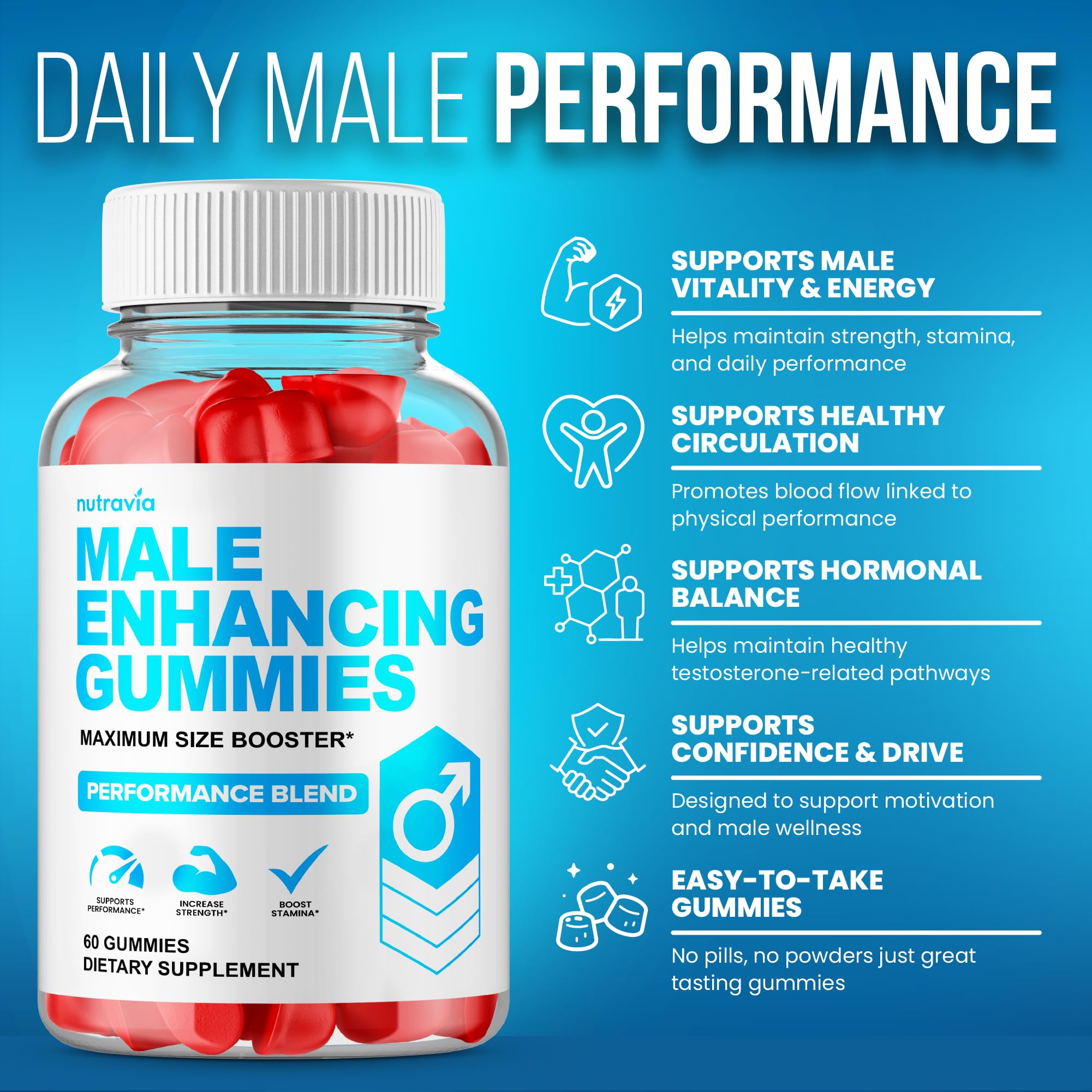 Nutravia Male support Gummies close-up of gummies