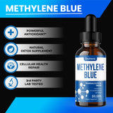 Nutravia Methylene Blue 132g in laboratory setting with test tubes