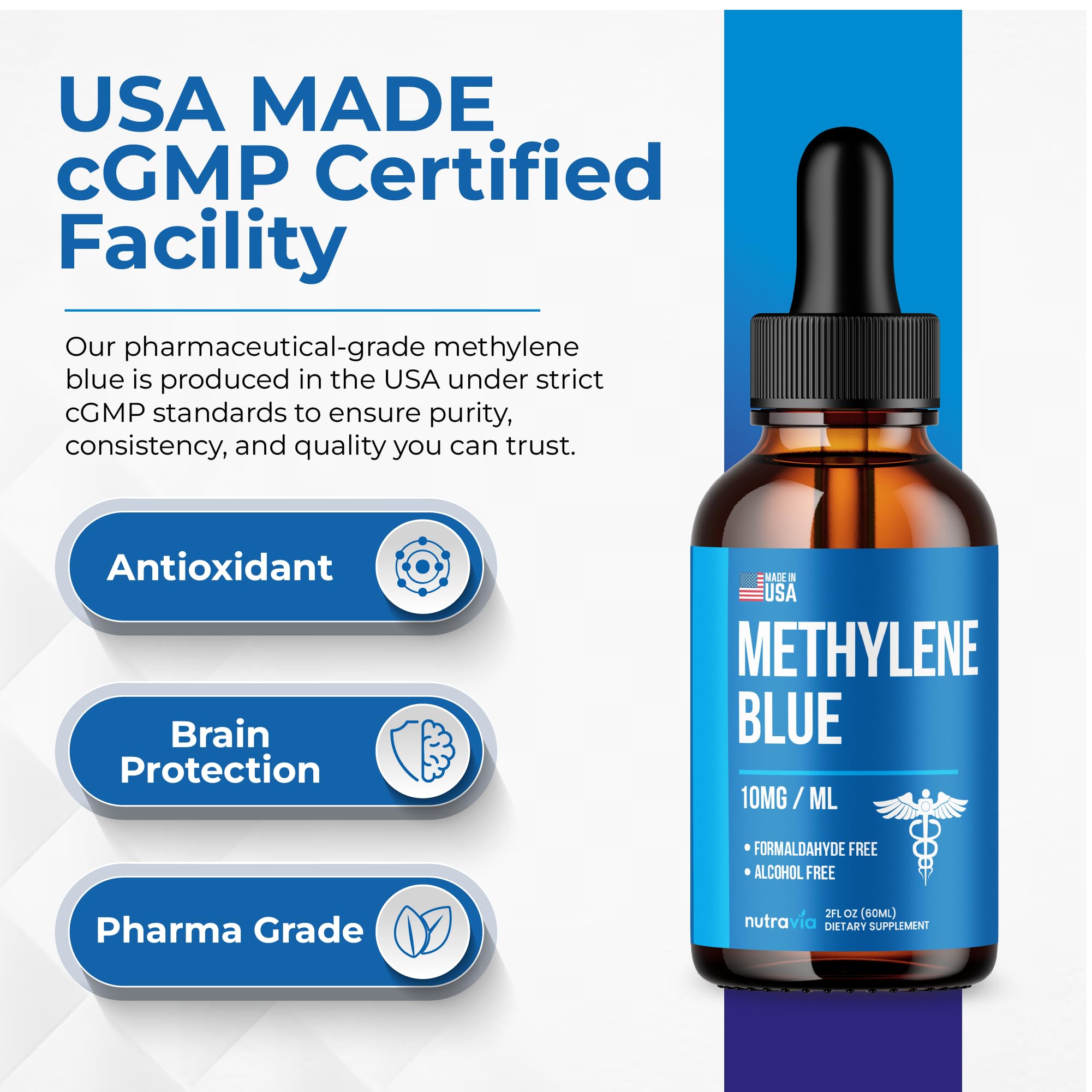 Nutravia Methylene Blue Drops 132g packaging