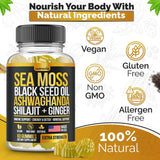 Nutravia Sea Moss Gummies 170g back view with ingredient list