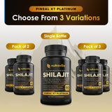 Nutraville Pineal XT Platinum Shilajit capsules in a hand