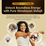 Nutraville Pineal XT Platinum Shilajit capsules on a wooden table
