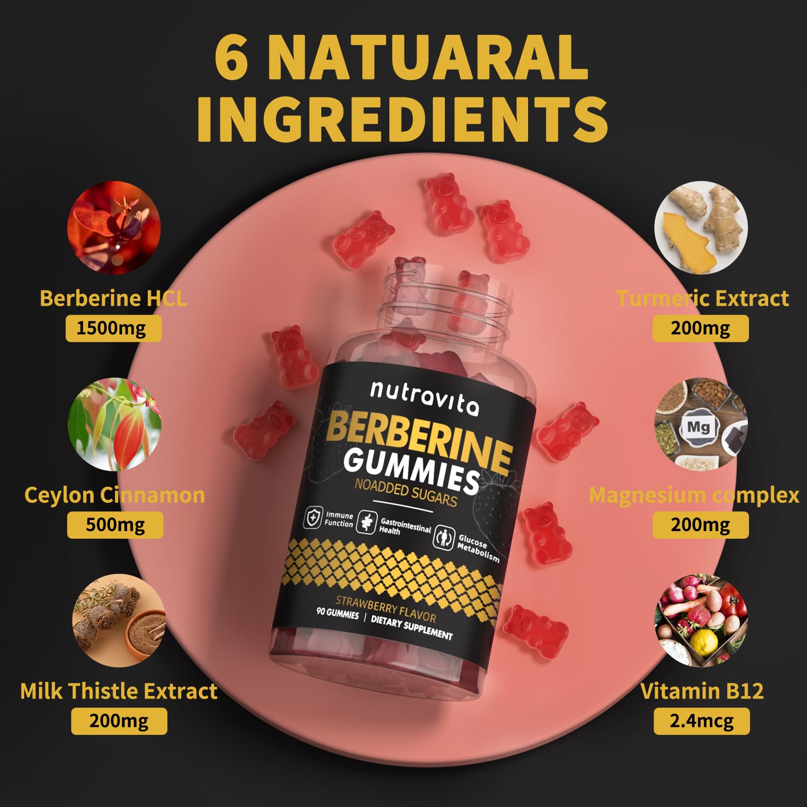 Nutravita Berberine Gummies bottle side view