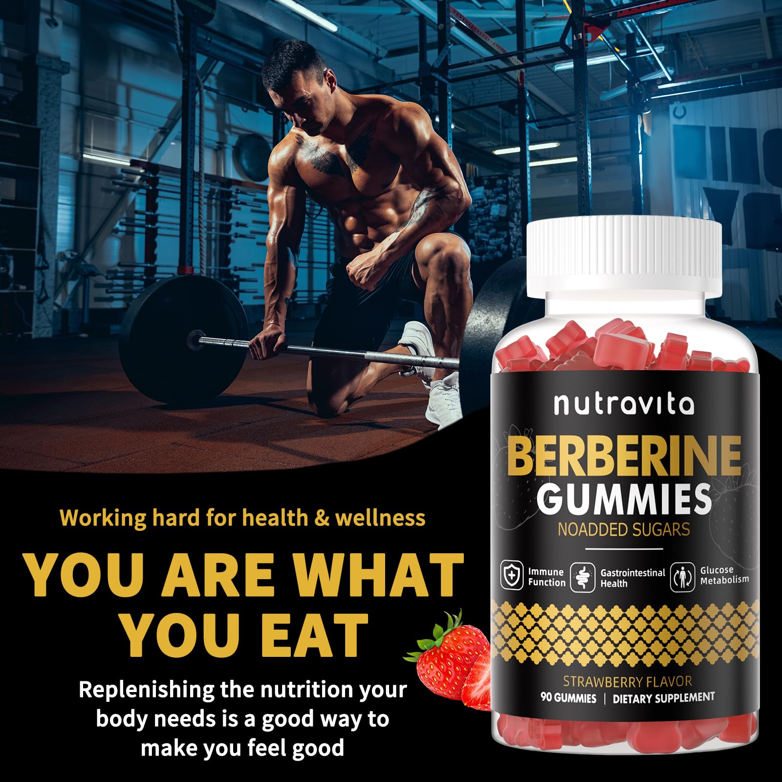Nutravita Berberine Gummies in a hand