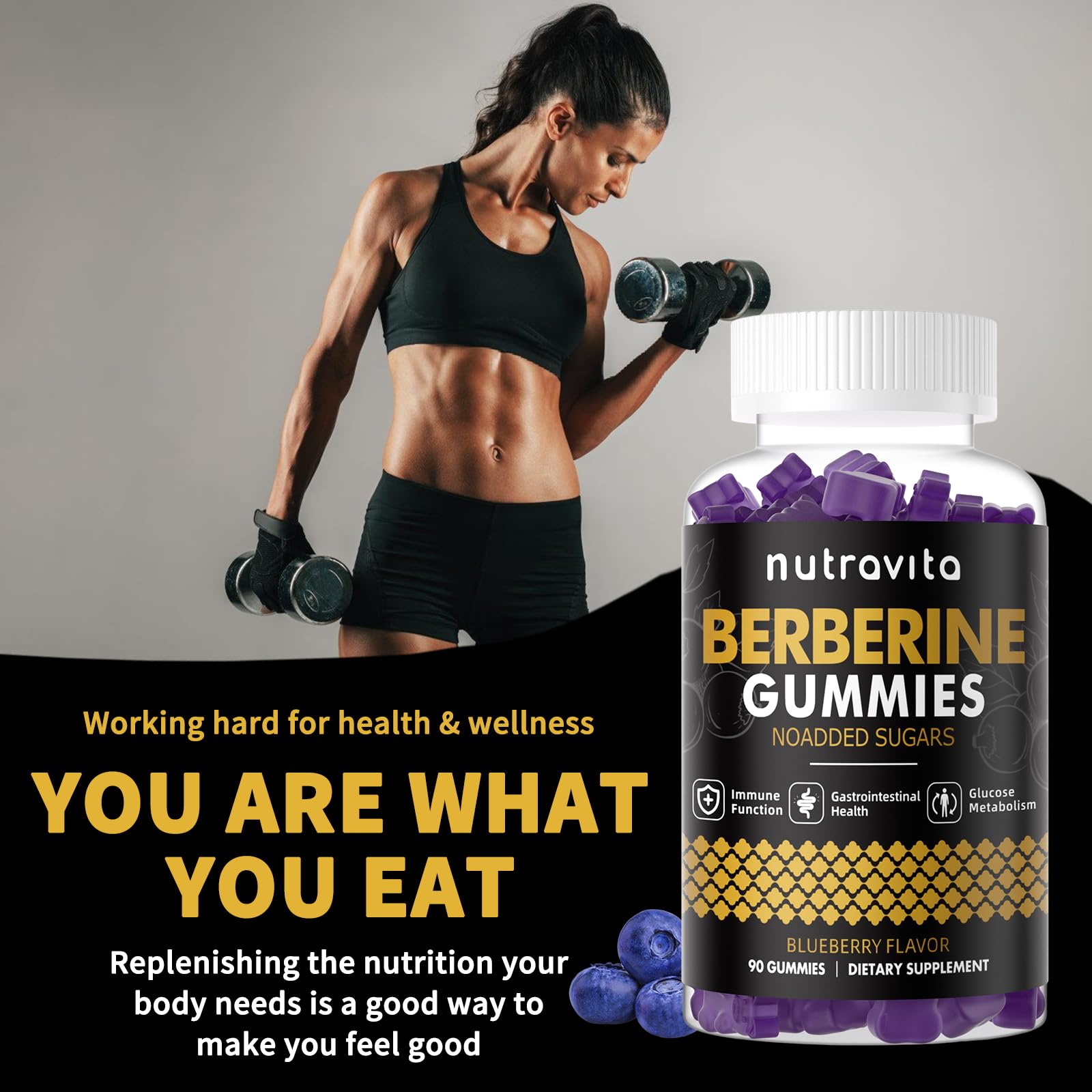 Nutravita Berberine Gummies open package with gummies