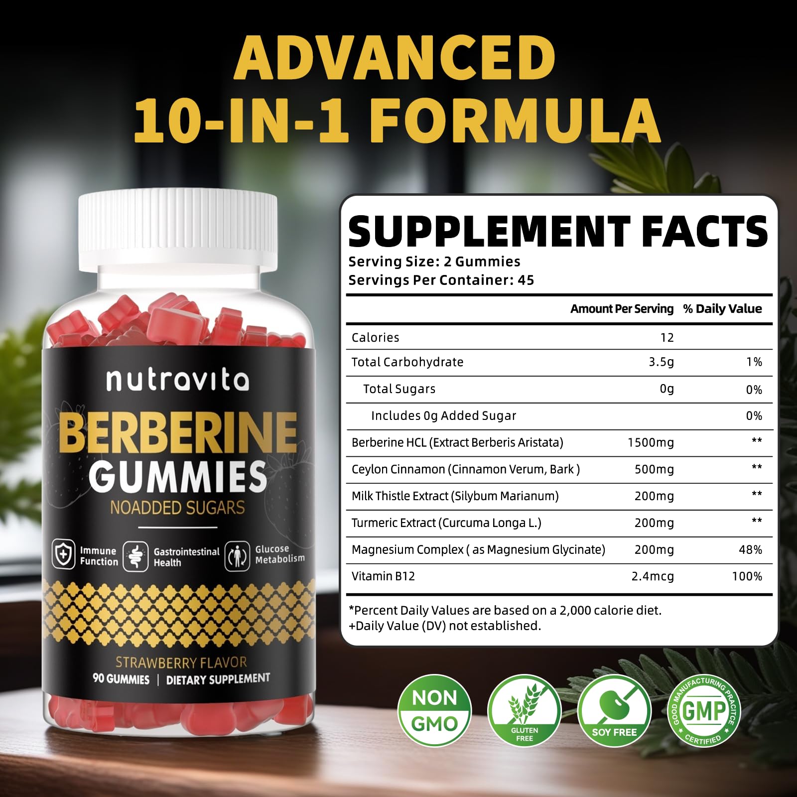 Nutravita Berberine Gummies packaging side view