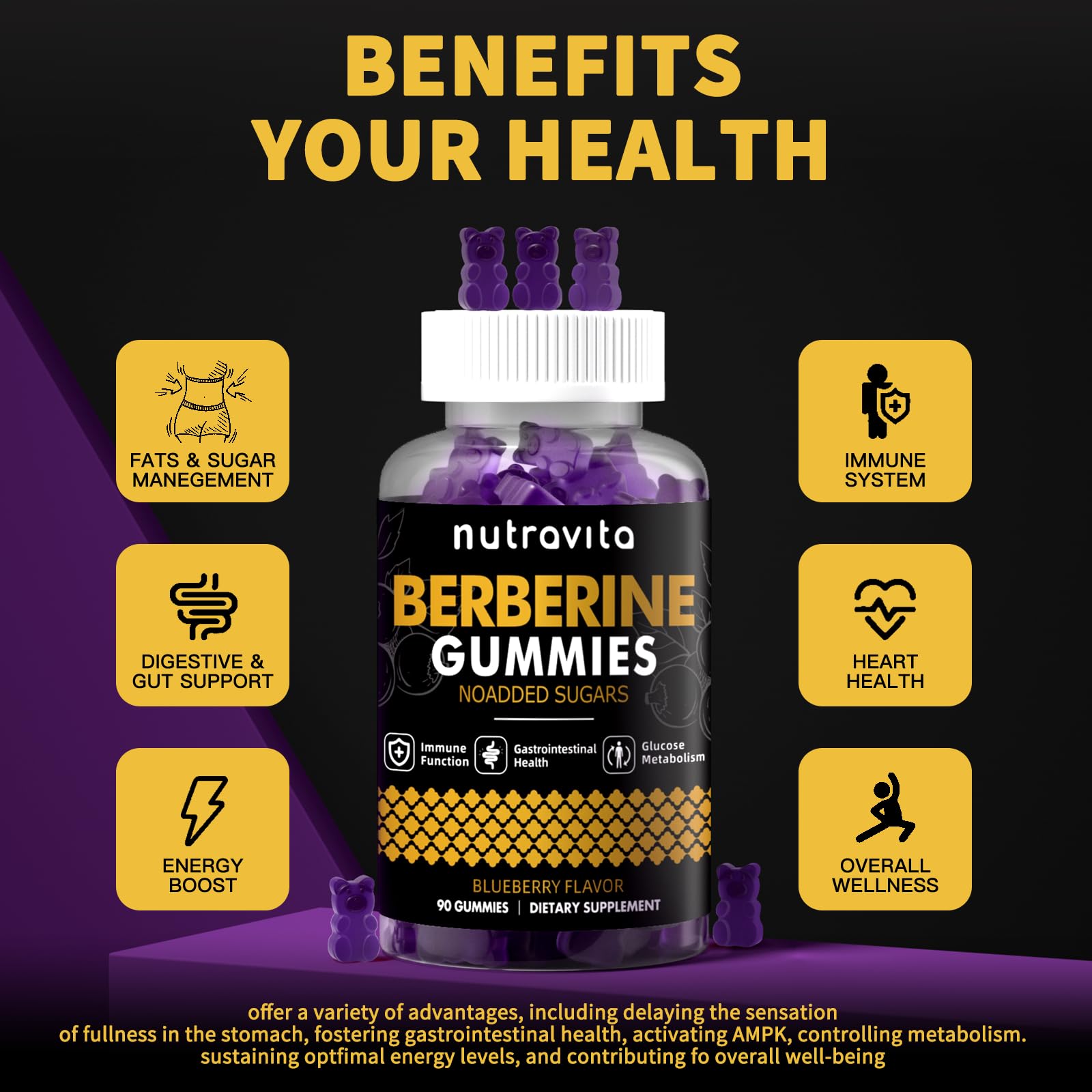 Nutravita Berberine Gummies showing individual gummies