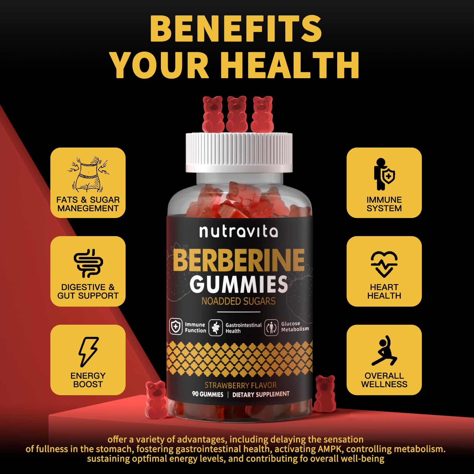 Nutravita Berberine Gummies showing nutritional information