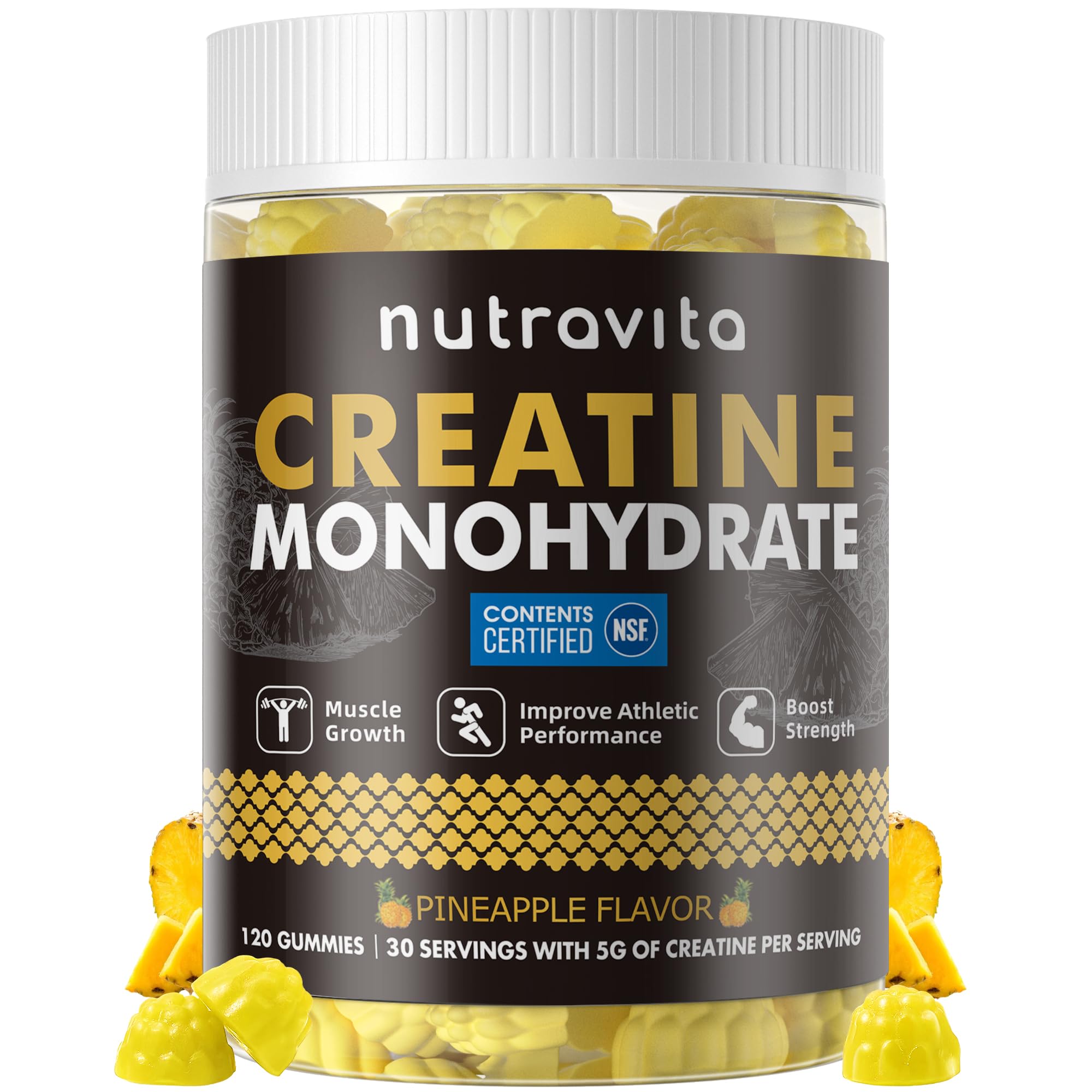 Nutravita Creatine Monohydrate Gummies 120 count front view