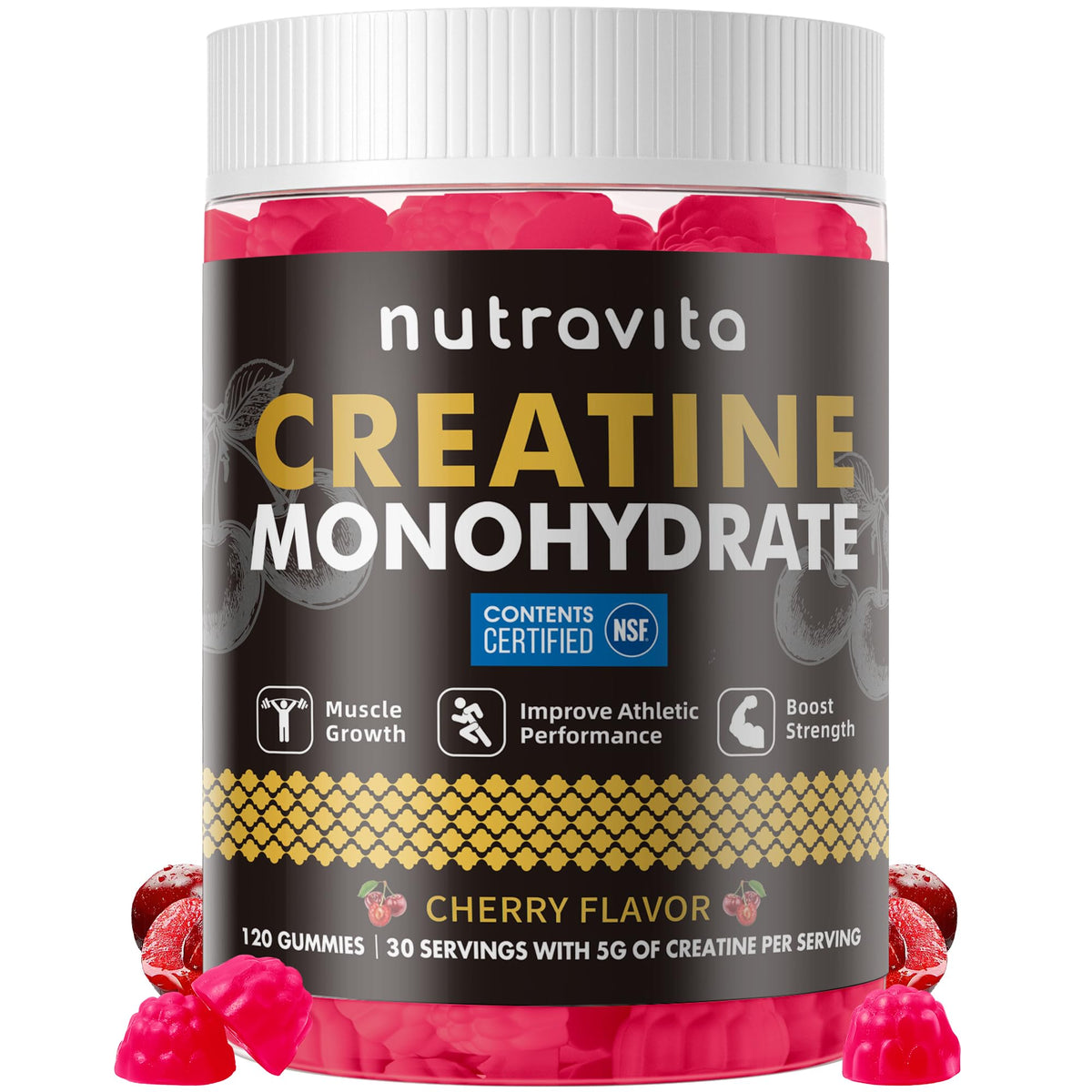 Nutravita Creatine Monohydrate Gummies bottle front view
