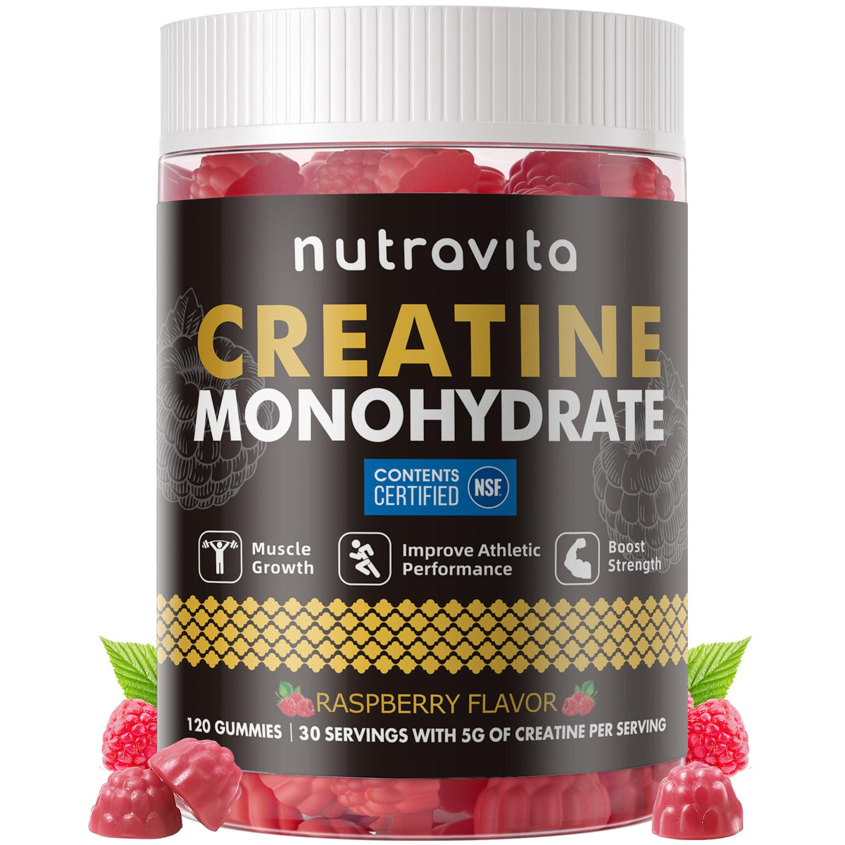 Nutravita Creatine Monohydrate Gummies bottle front view