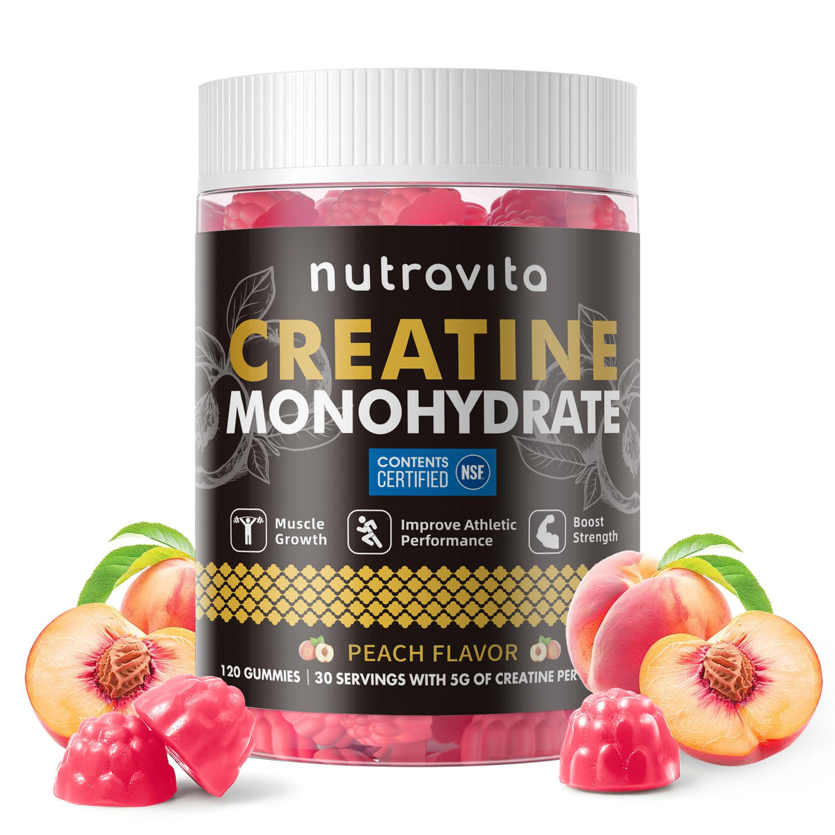 Nutravita Creatine Monohydrate Gummies bottle front view