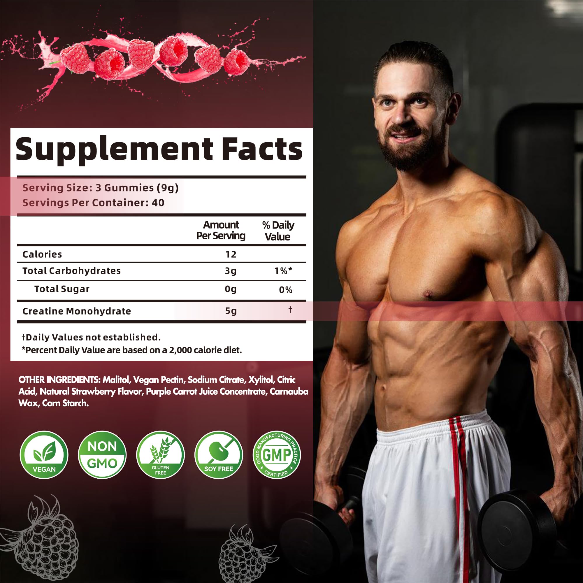 Nutravita Creatine Monohydrate Gummies bottle side view