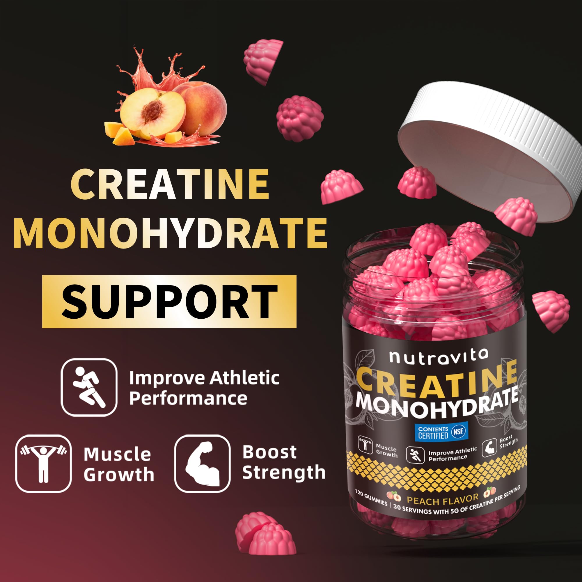 Nutravita Creatine Monohydrate Gummies in a hand