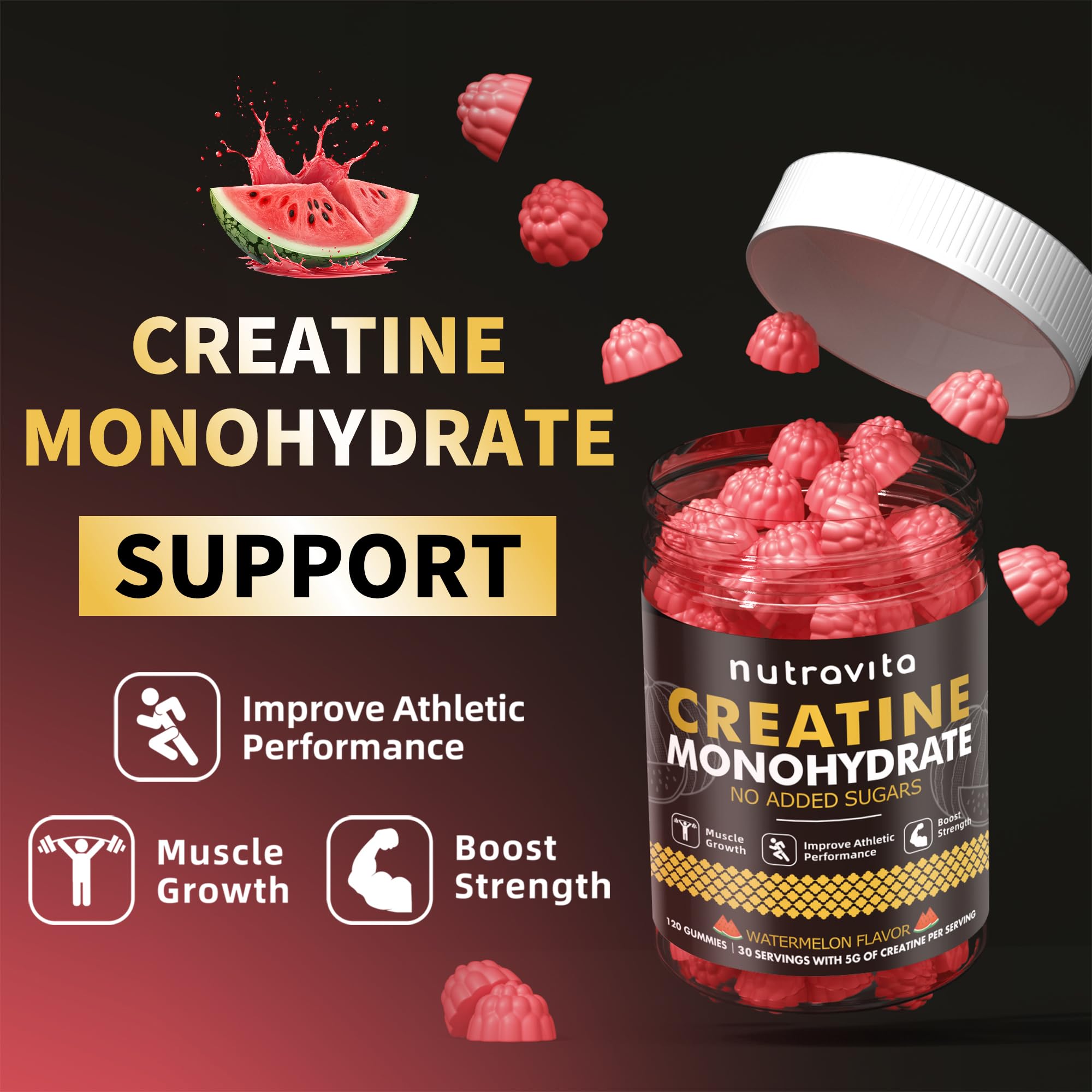 Nutravita Creatine Monohydrate Gummies on a wooden table