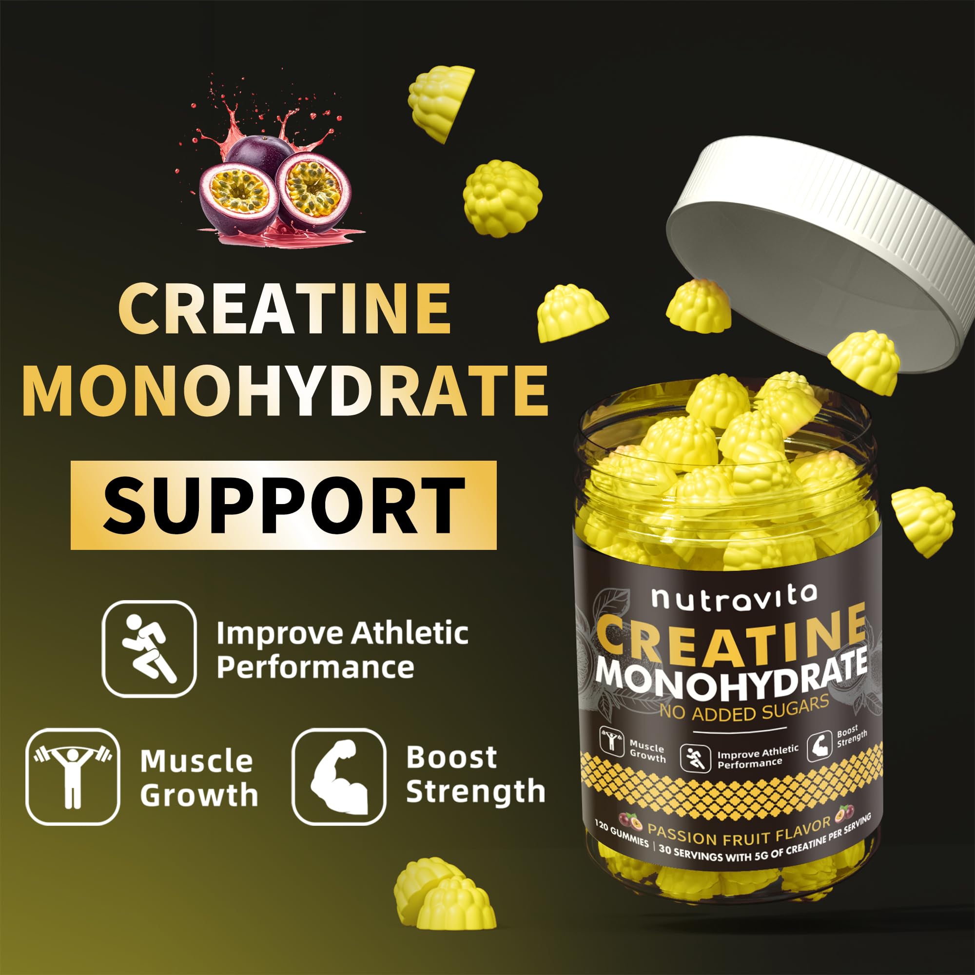 Nutravita Creatine Monohydrate Gummies on a wooden table