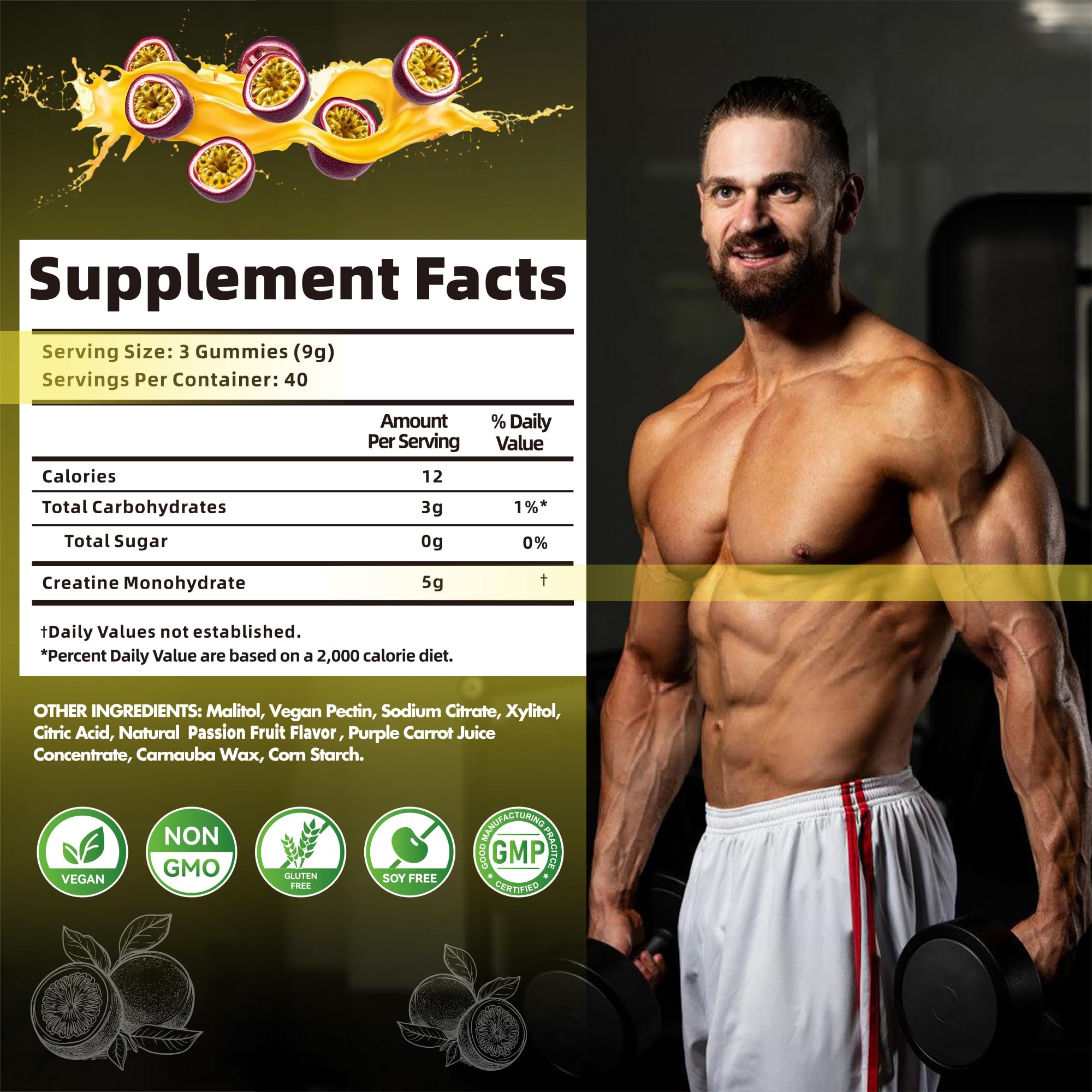 Nutravita Creatine Monohydrate Gummies open bottle with gummies visible