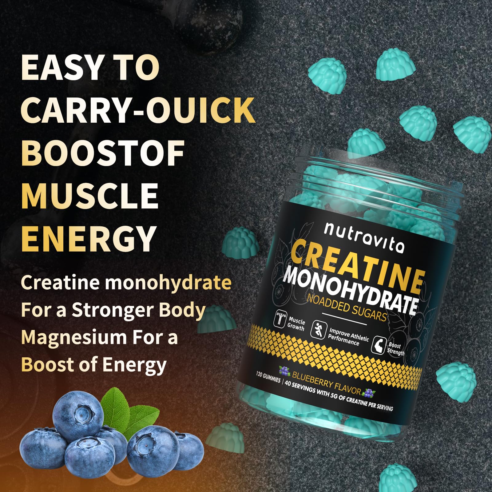 Nutravita Creatine Monohydrate Gummies packaging details