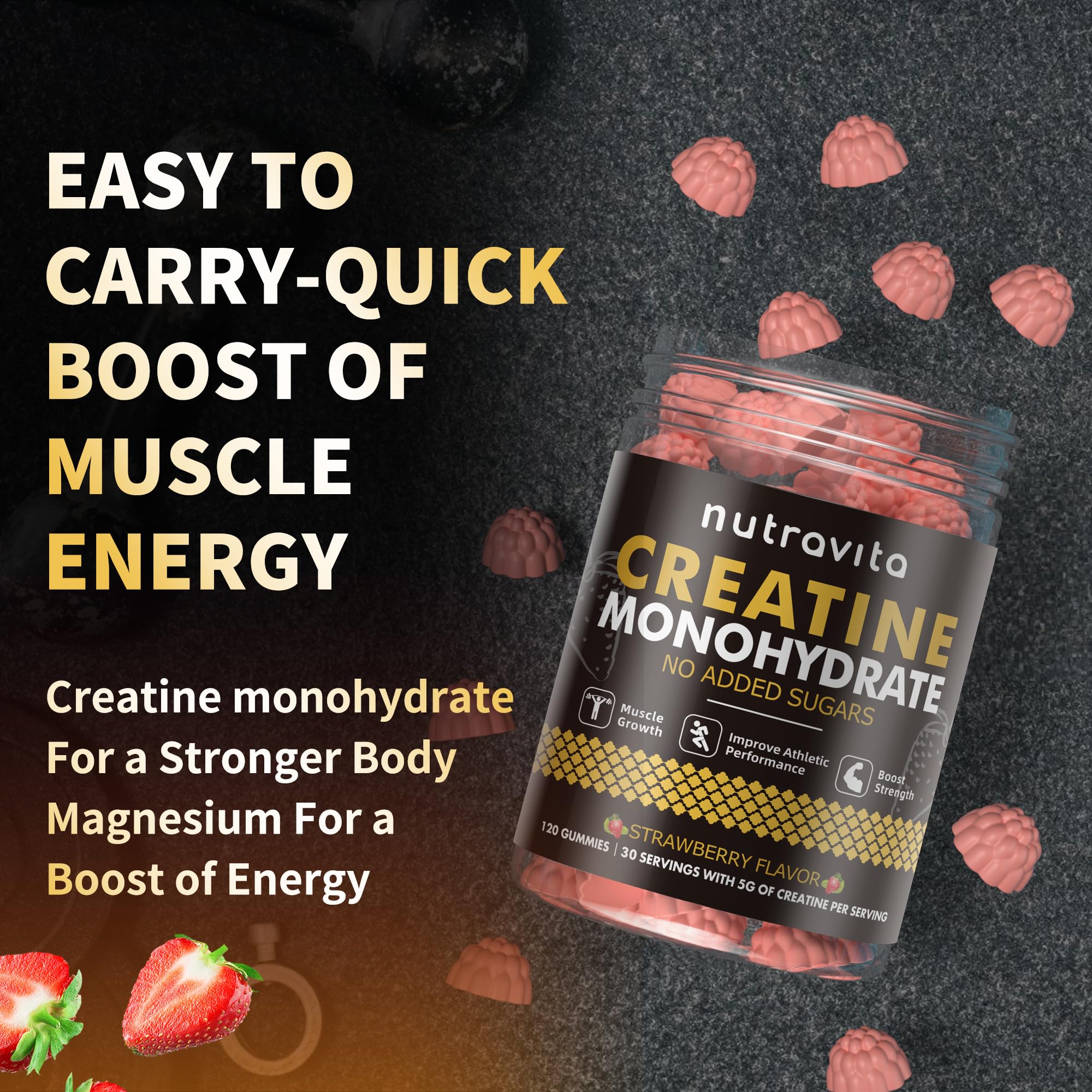 Nutravita Creatine Monohydrate Gummies packaging details