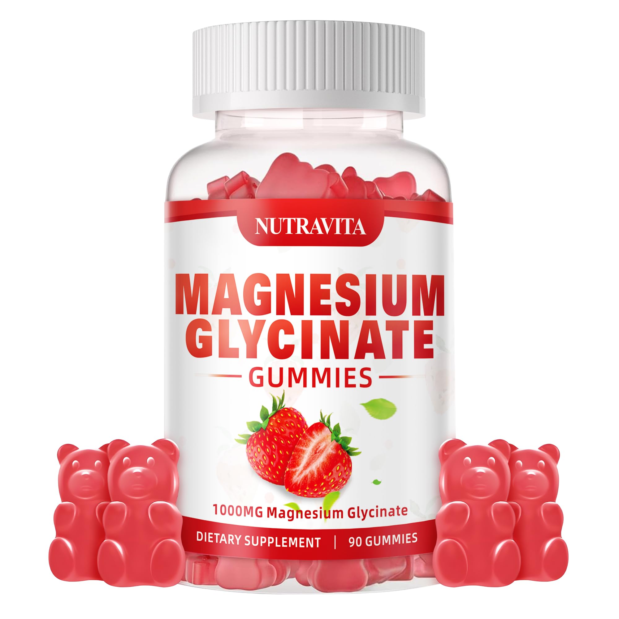 nutravita Magnesium Gummies 1000mg front view with raspberry flavour