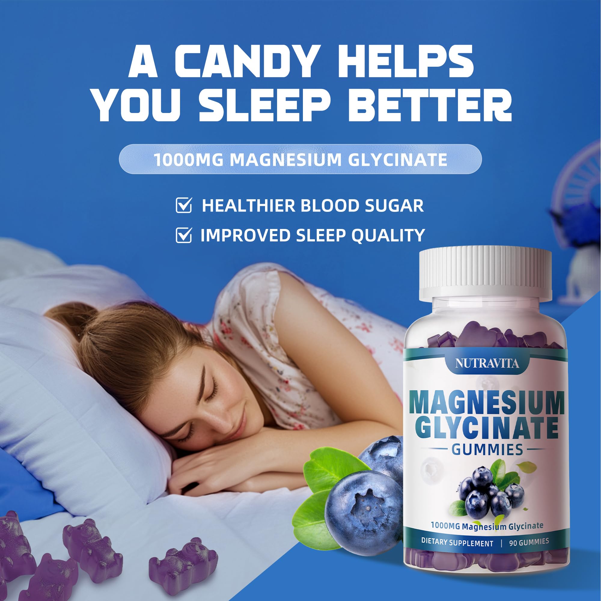 Nutravita Magnesium Gummies 1000mg on a table