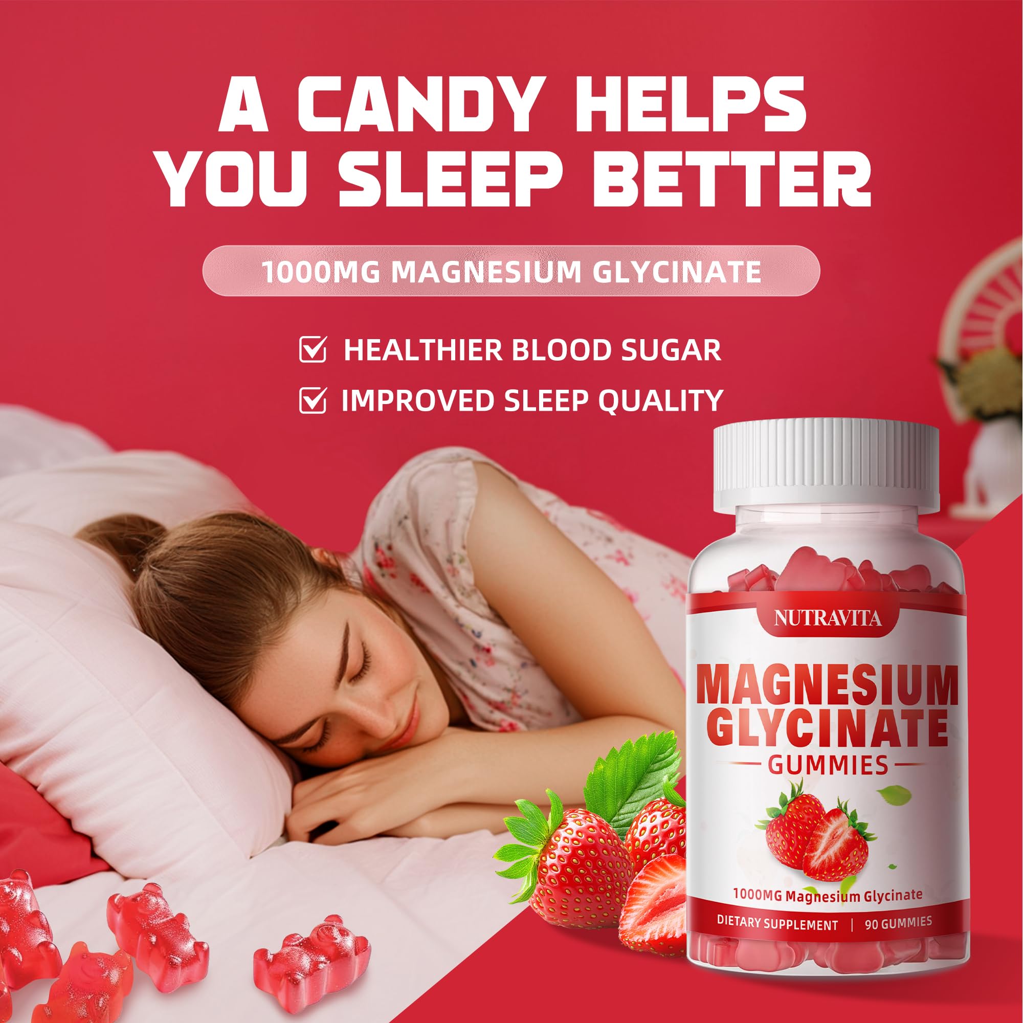 nutravita Magnesium Gummies with a measuring spoon for dosage