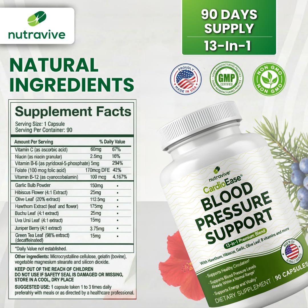 Nutravive Hawthorn Berry 13-in-1 Supplement back view with nutritional information