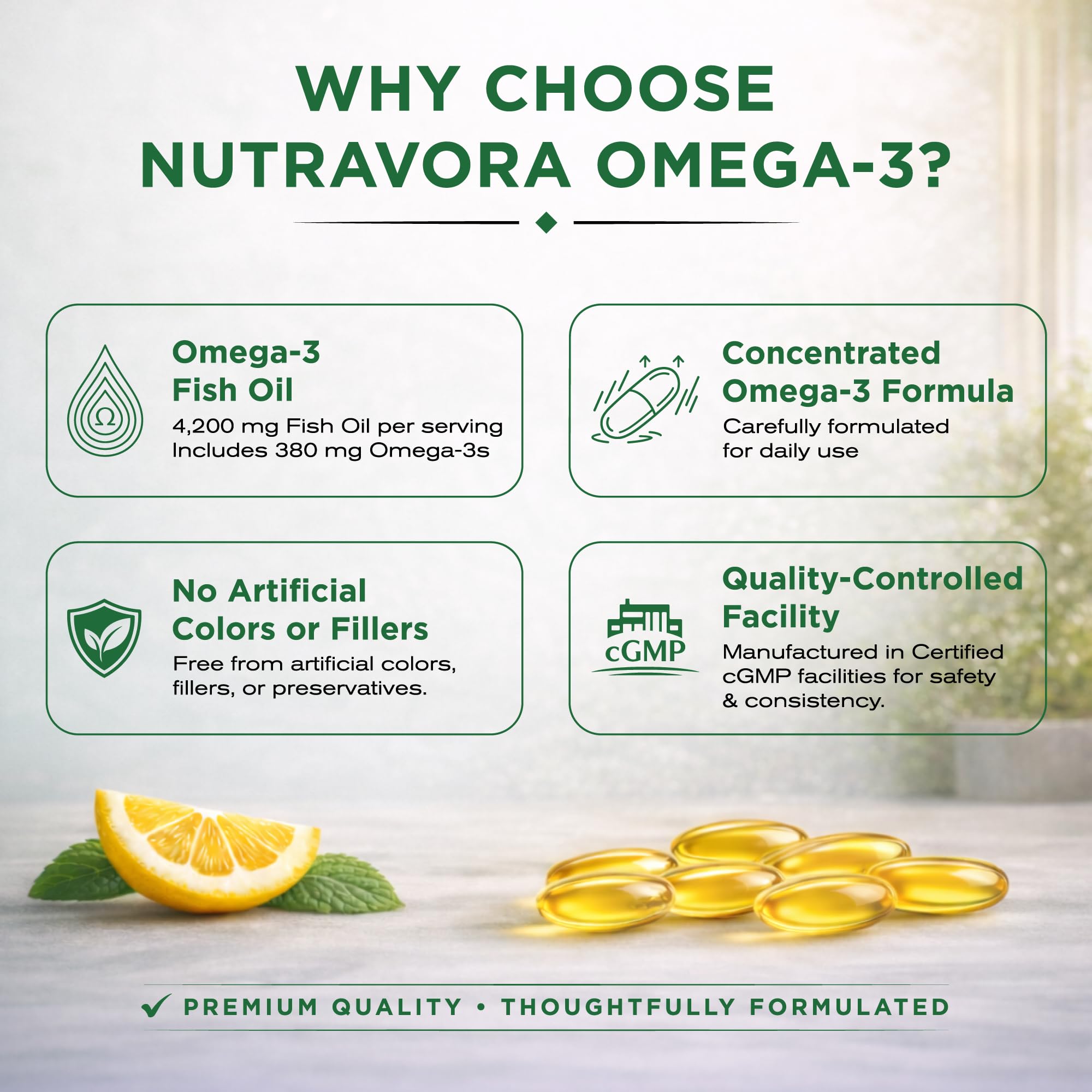 NutraVora Omega-3 Fish Oil Softgels back view