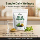 NutraVora Oregano Oil Softgels displayed with herbal plants