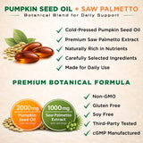 NutraVora Saw Palmetto & Pumpkin Seed Oil Softgels on a wooden table