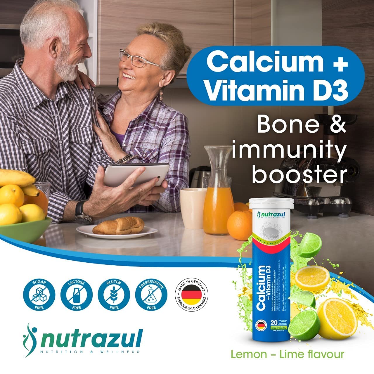 Nutrazul Calcium + Vitamin D3 effervescent tablets side view