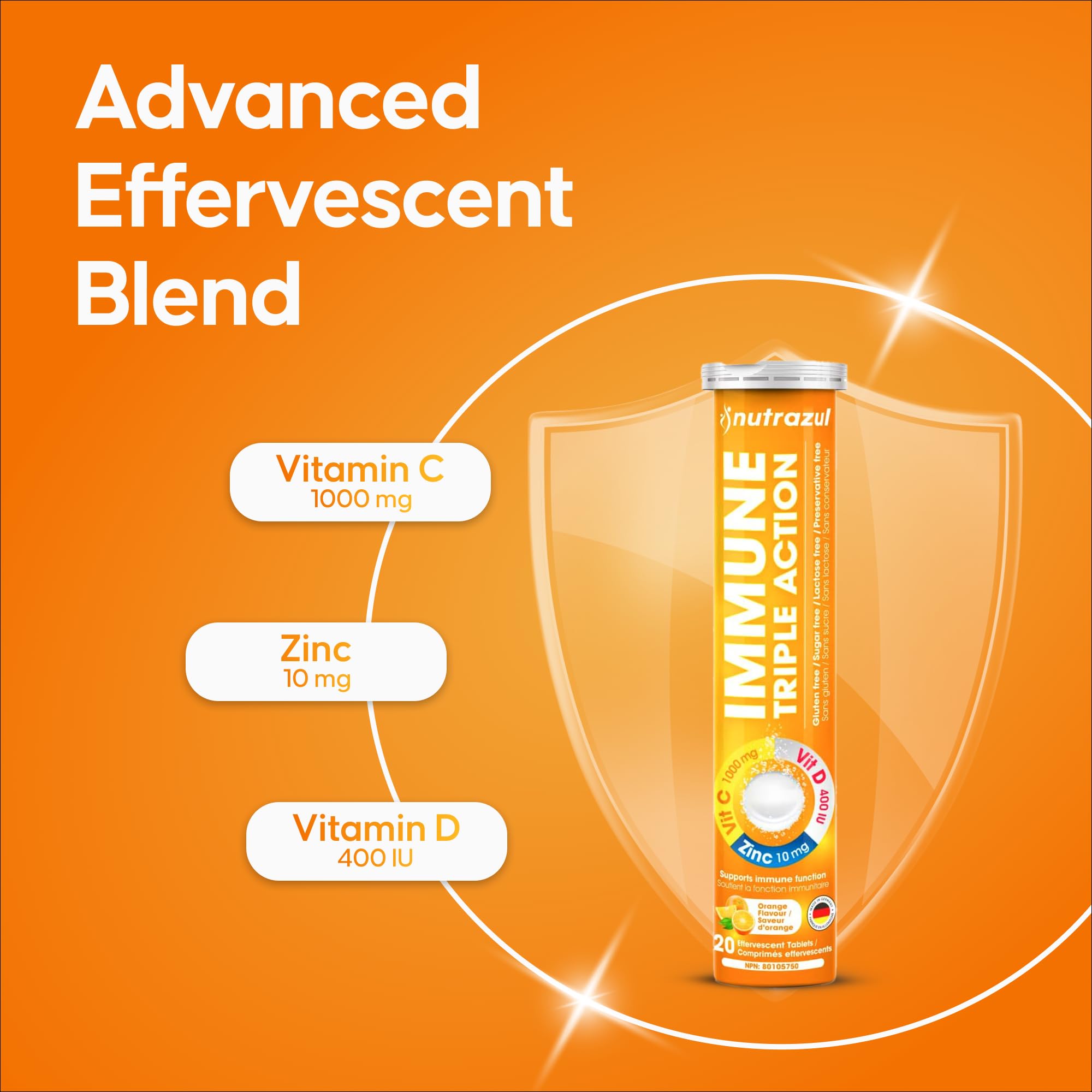 nutrazul daily wellness Triple Action Effervescent Tablets close-up of tablet