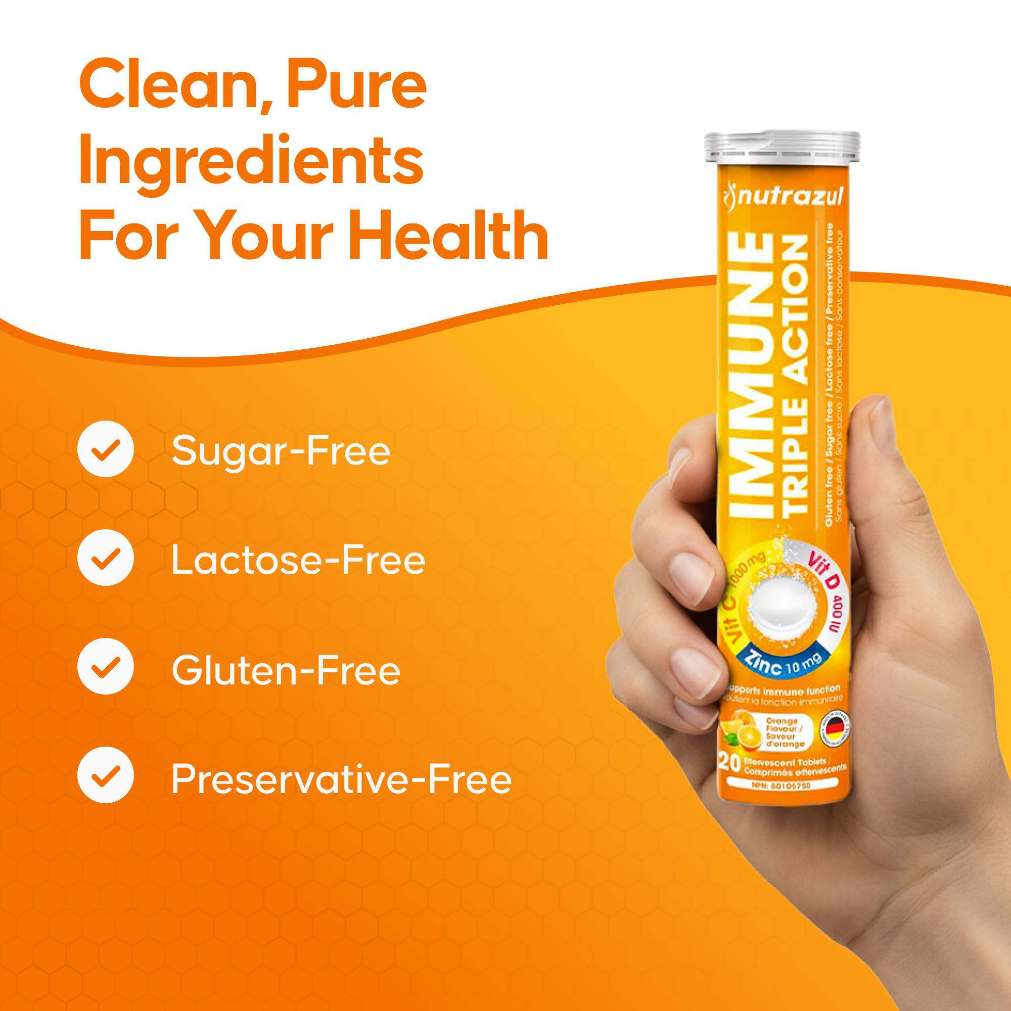 nutrazul daily wellness Triple Action Effervescent Tablets ingredients list