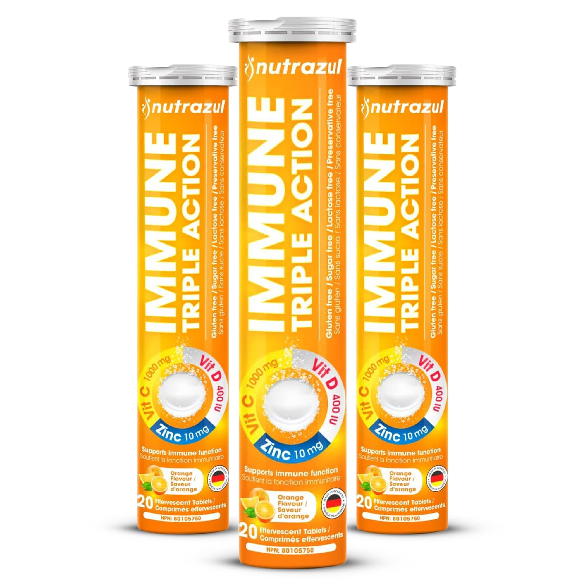 nutrazul daily wellness Triple Action Effervescent Tablets packaging front view