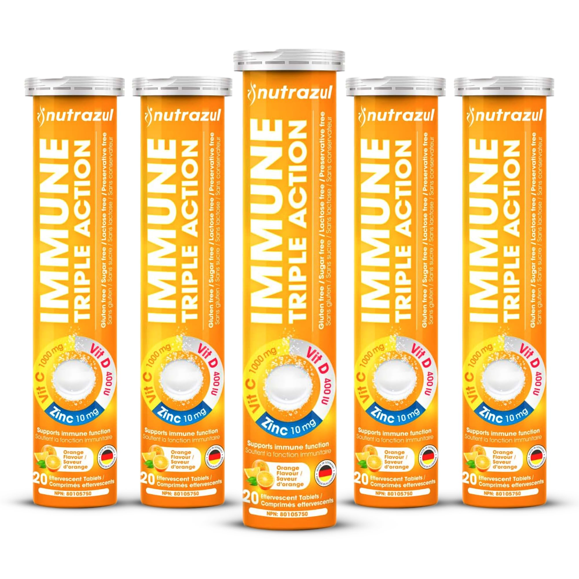 nutrazul daily wellness Triple Action Vitamin C 1000mg effervescent tablet front view