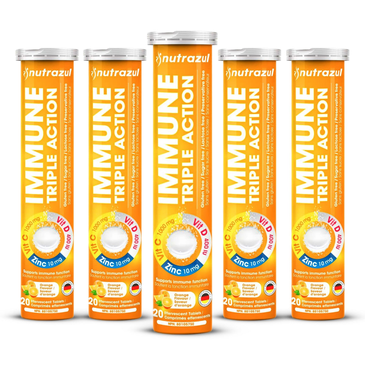 nutrazul daily wellness Triple Action Vitamin C 1000mg effervescent tablet front view