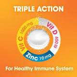 nutrazul daily wellness Triple Action Vitamin C 1000mg effervescent tablet dissolving in water