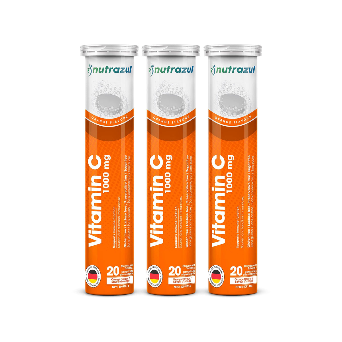 nutrazul Vitamin C 1000mg effervescent tablets packaging front view
